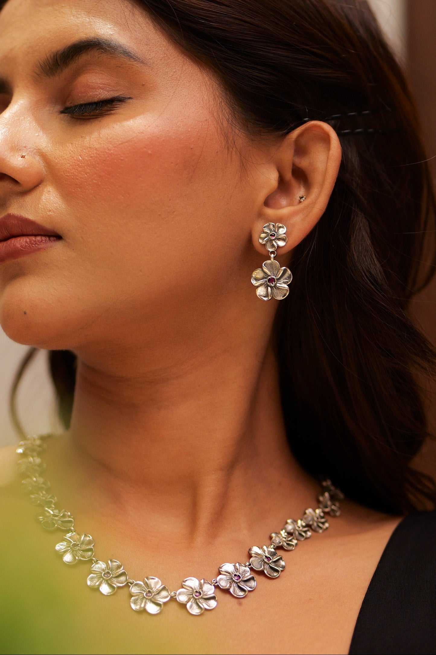 Aadhya Classic Floral Charm Necklace Set