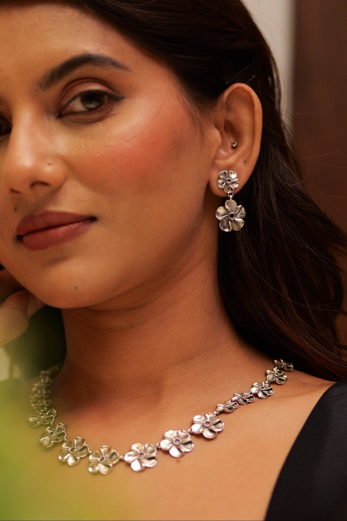 Aadhya Classic Floral Charm Necklace Set