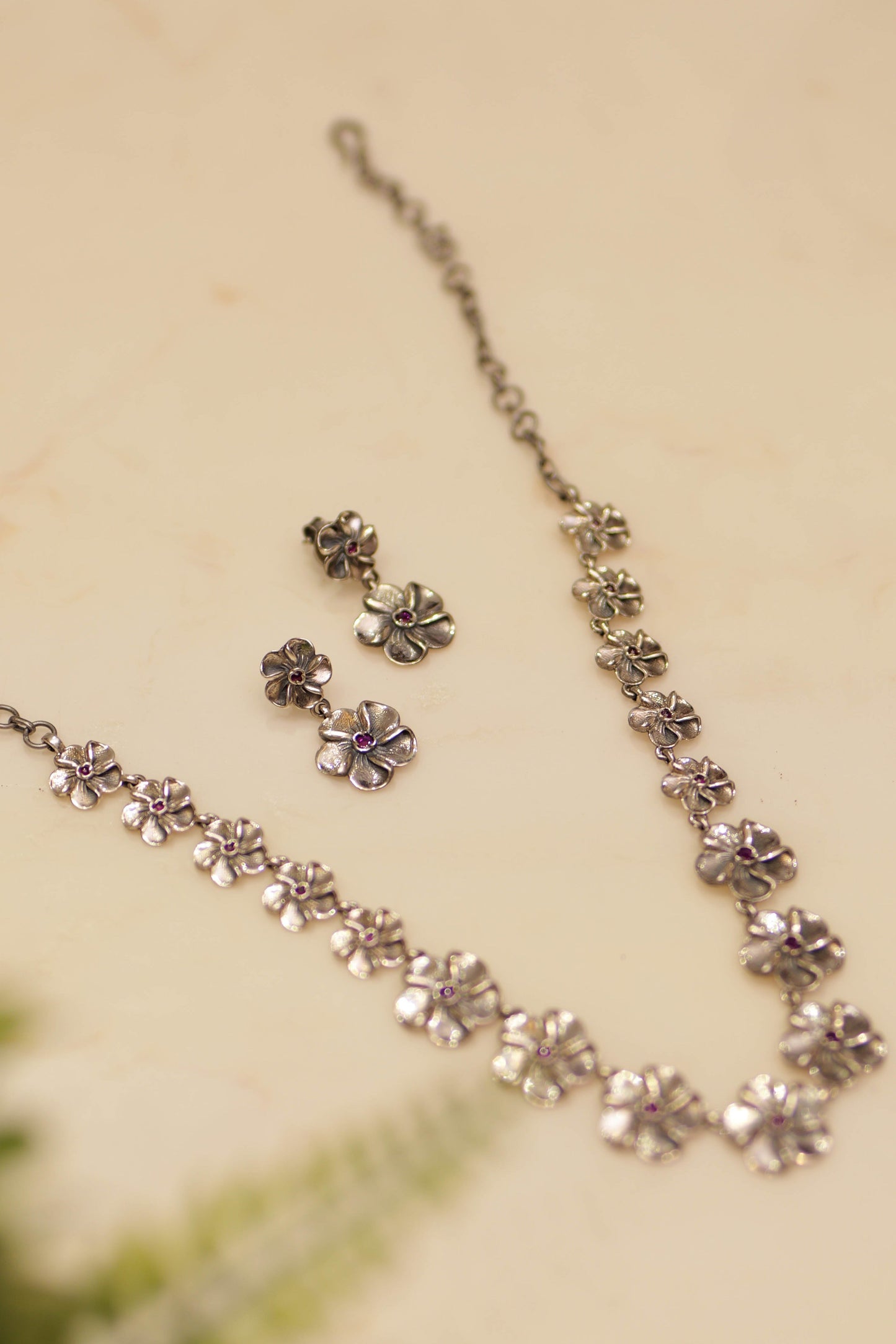 Aadhya Classic Floral Charm Necklace Set