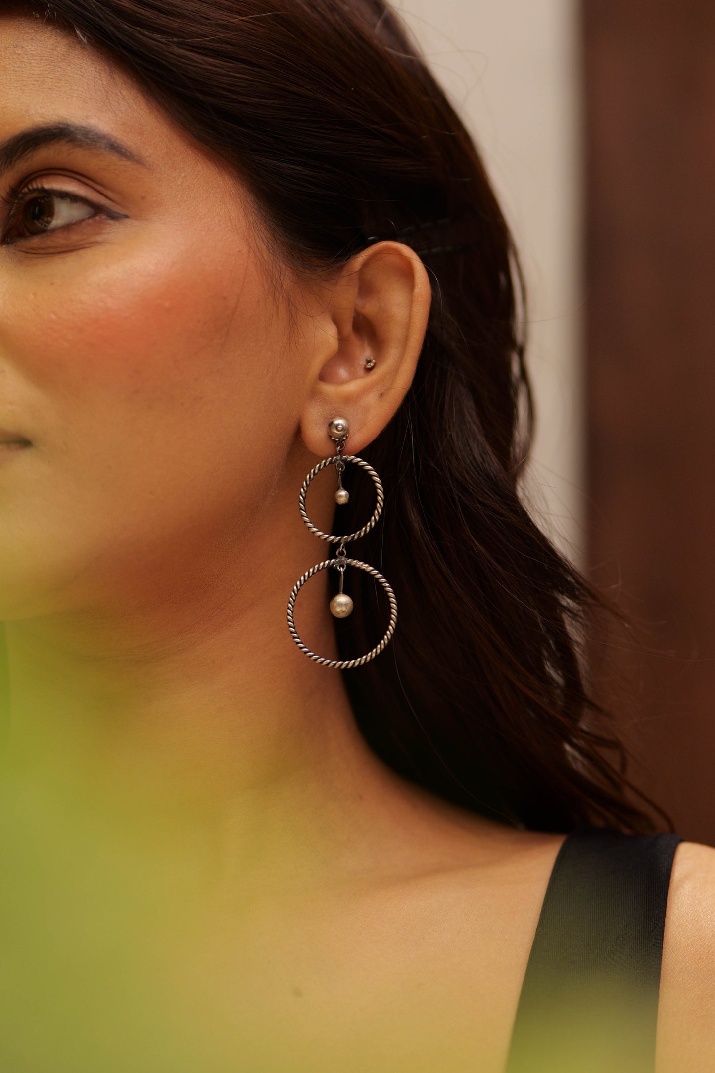 Anaya Dual Hoop Beads Earrings