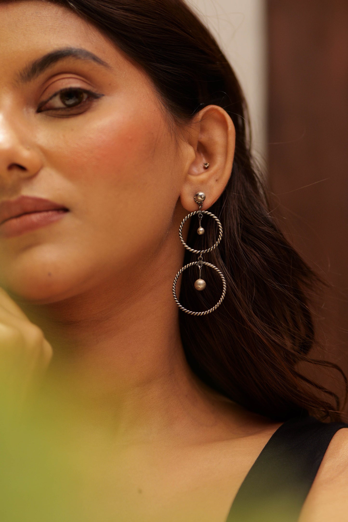 Anaya Dual Hoop Beads Earrings