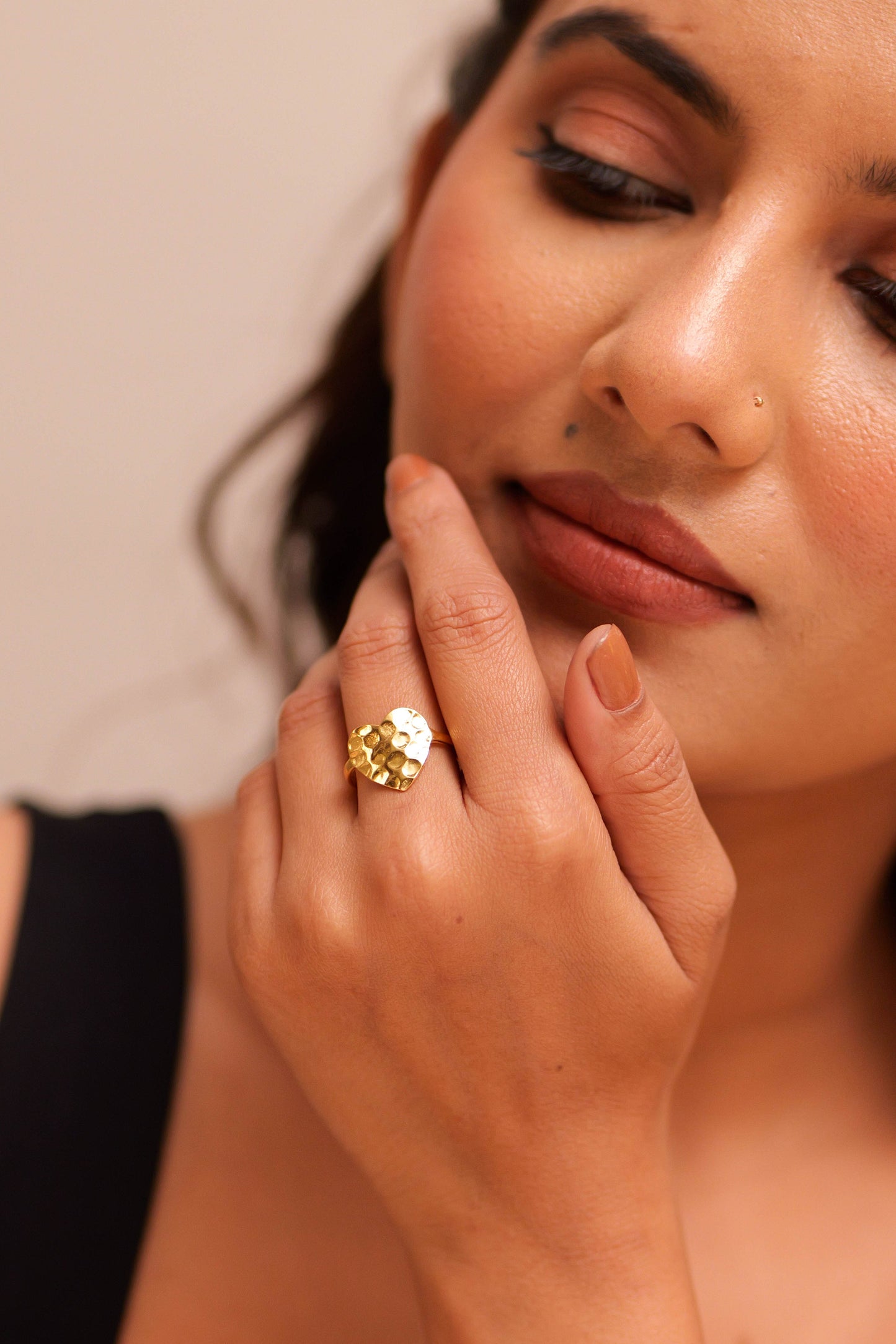 Aadhya Hammered Heart Ring