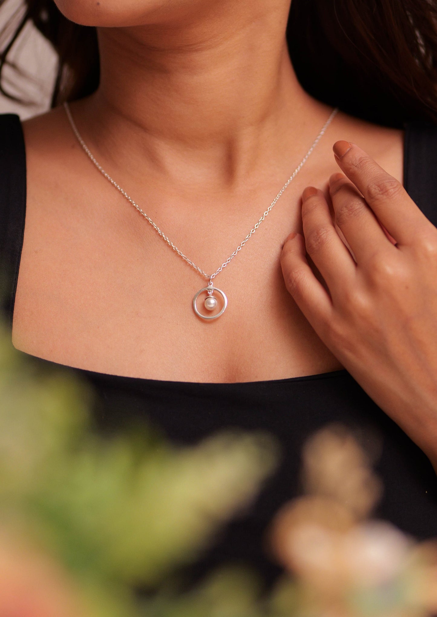 Aadhya Pearl Halo Pendant