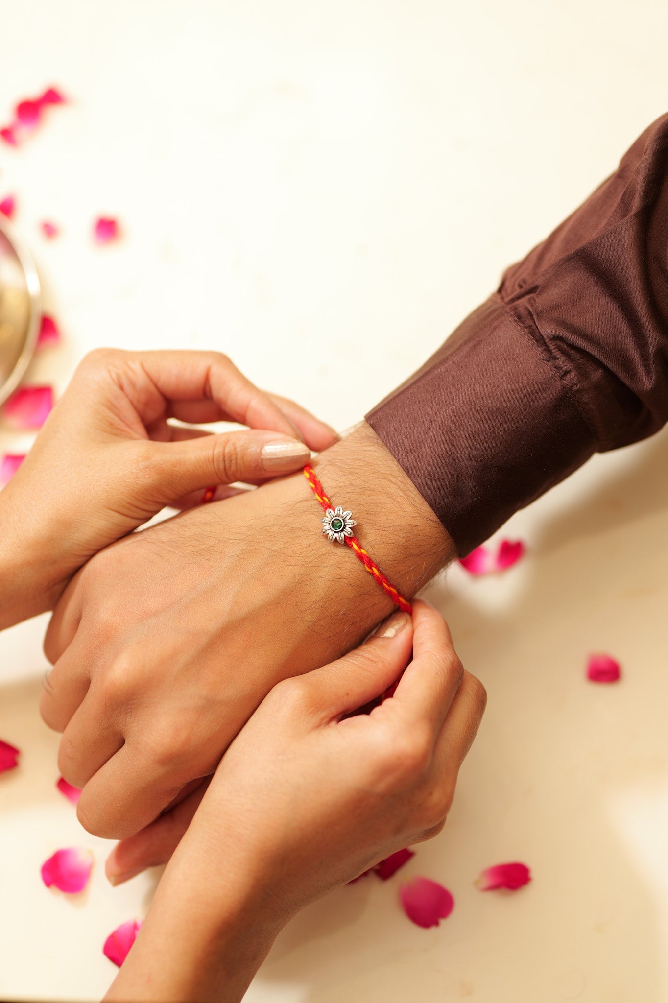 Aadhya Green Floral Rakhi