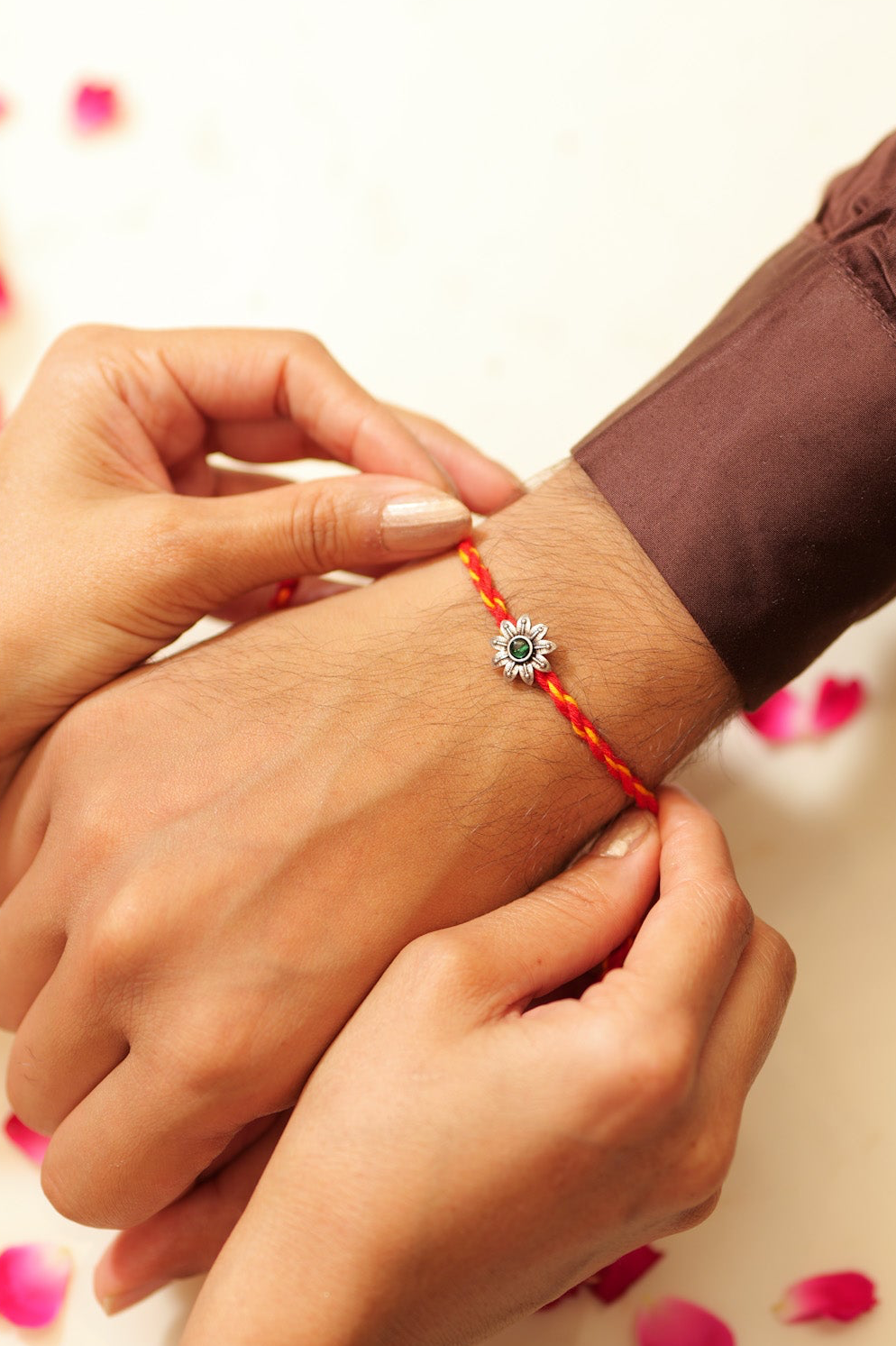 Aadhya Green Floral Rakhi