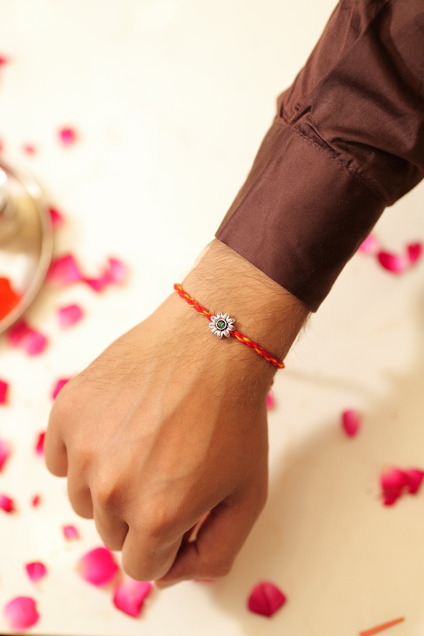 Aadhya Green Floral Rakhi