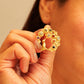 Navratna Bloom Bird Hoop Earring