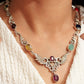 Peacock Bloom Navratna Necklace Set